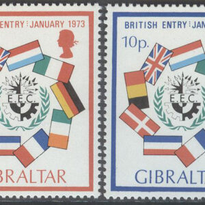 Gibraltar – M  297-298 Storbritannien med i EU – Flaggor, serie 2 kpl **