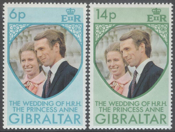 Gibraltar - M  308-309 Bröllop Prinsessan Anne & Mark Phillips, 2 kpl **