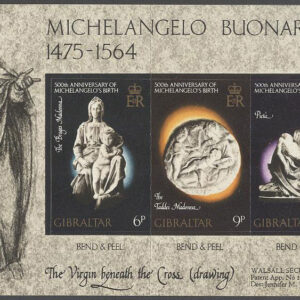 Gibraltar – M  334-336 B Jul 1975 – Michelangelo 500 år, HBL kpl **