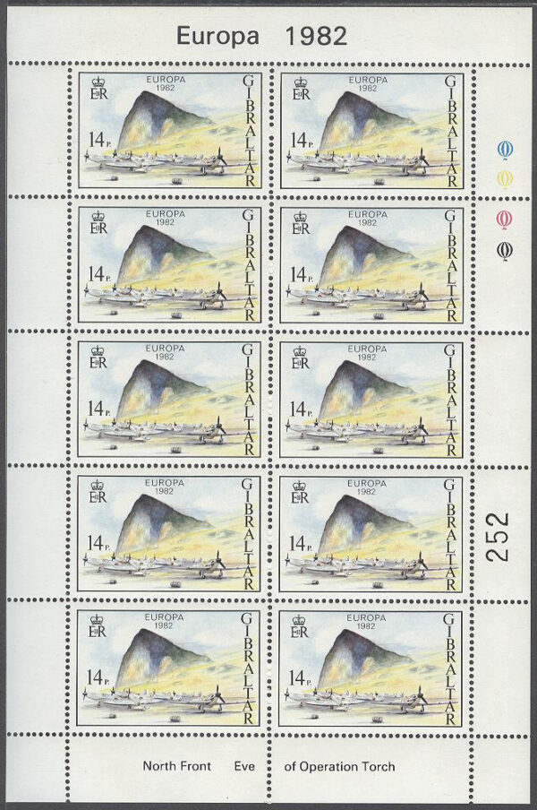 Gibraltar - M  451-452 x 10 Europa CEPT 1982 Historia, 2 st Miniark kpl **