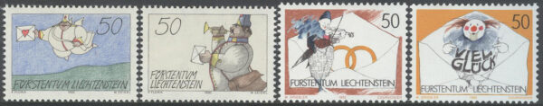 Liechtenstein - M 1041-1044 Hälsningsfrimärken, serie 4 kpl **