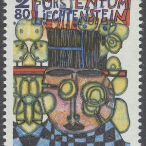 Liechtenstein – M 1060 Samtida konst av F Hundertwasser, märke kpl **