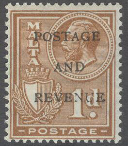 Malta – M  150 Kung Georg V & Vapen – Påtryck, 1 P **