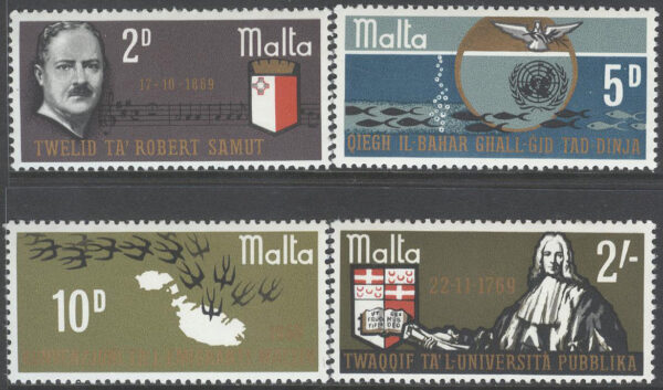 Malta - M  389-392 Minnen bla Robert Samut 100 år - Kompositör - Musik, 4 kpl **