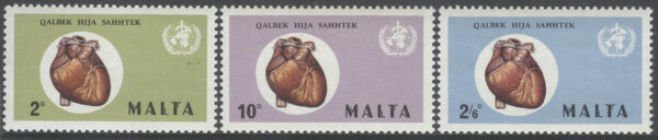 Malta - M  436-438 Världens Hjärtmånad 1972, serie 3 kpl **