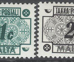 Malta – M P   38-45 Portomärken – Siffror, serie 8 kpl **