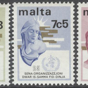 Malta – M  475-477 FN minnen bla WHO 25 år, 3 kpl **