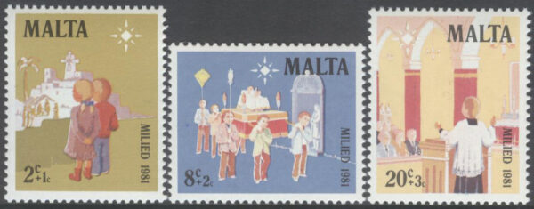 Malta - M  652-654 Jul 1981 bla Julmässa, serie 3 kpl **