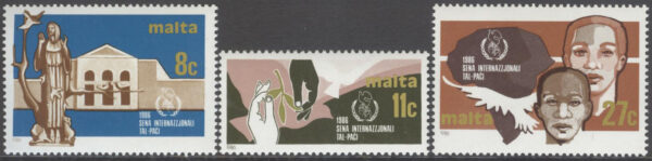 Malta - M  743-745 Internationella Fredsåret 1986, serie 3 kpl **