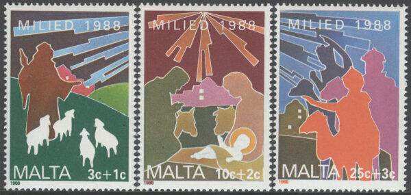 Malta - M  806-808 Jul 1988 bla Den Heliga Familjen, serie 3 kpl **