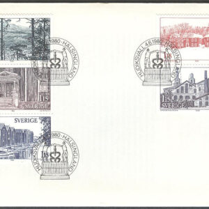 Sverige – FDC 1980-06-04 – Hälsingland, delad 5-strip kpl