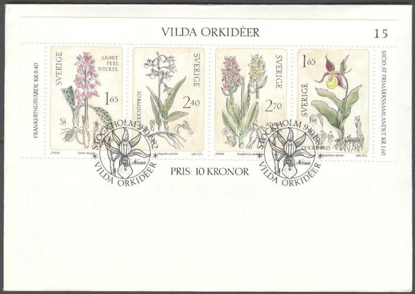 Sverige - FDC 1982-10-09 - Vilda orkidéer, Block kpl