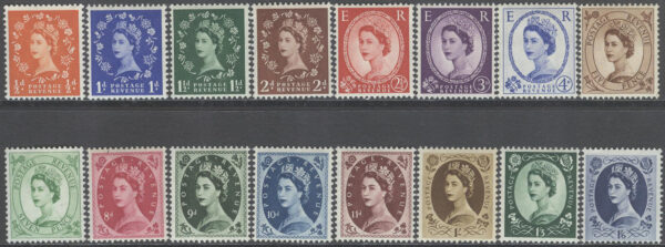 England - M  257-264, 266-273 X Drottning Elisabeth II, serie 16 olika **