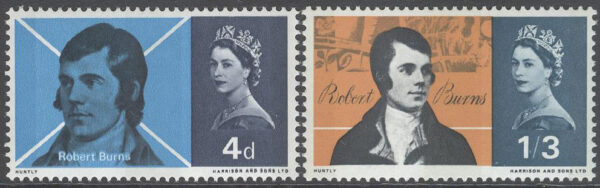 England - M  408-409 Robert Burns, skotsk diktare, 2 kpl **