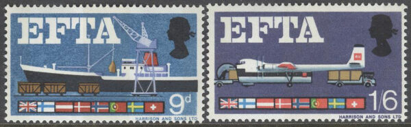 England - M  444-445 y EFTA - Båtar - Flyg - Flaggor, 2 kpl **