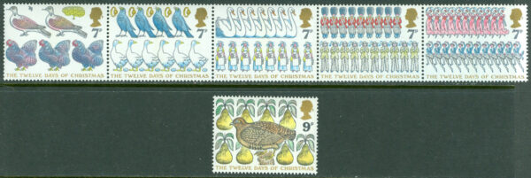 England - M  750-755 Jul 1977 - Fåglar, 5-strip + 1 kpl **