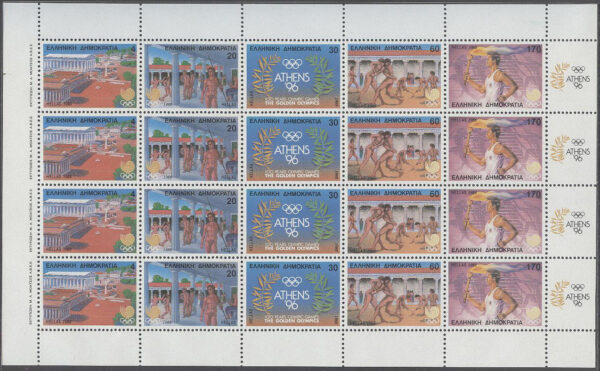 Grekland - M 1687-1691 A x 4 OS i Seoul 1988 OS 100 år 1996, Miniark kpl **