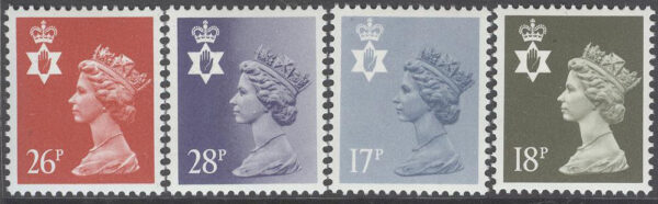 Nordirland - M   37 A, 40 C, 42, 46 Drottning Elisabeth II, serie 4 olika **