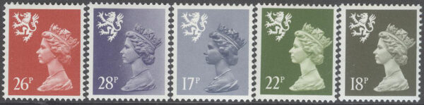 Skottland - M   39 C, 42 C, 44 C, 45 C, 48 Drottning Elisabeth II, serie 5 olika **
