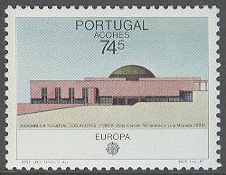 Azorerna – M  383 Europa CEPT 1987 Modern Arkitektur, märke kpl **