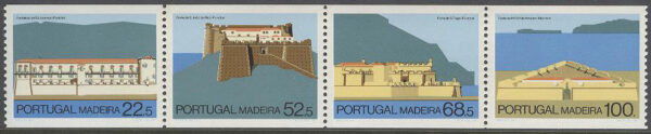 Madeira - M  107-110 C Fort på Madeira bla Fort São Tiago, 4-strip kpl **