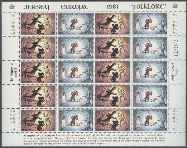 Jersey - M  253-256 Europa CEPT 1981 Folklore, 2 st Miniark kpl**