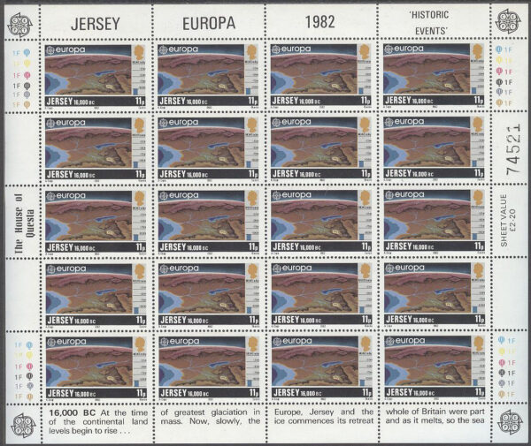 Jersey - M  278-281 Europa CEPT 1982 Historia - Kartor, 4 st Miniark kpl **