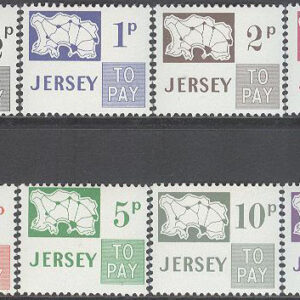 Jersey – M P    7-14 Portomärken – Karta över Jersey, 8 kpl **