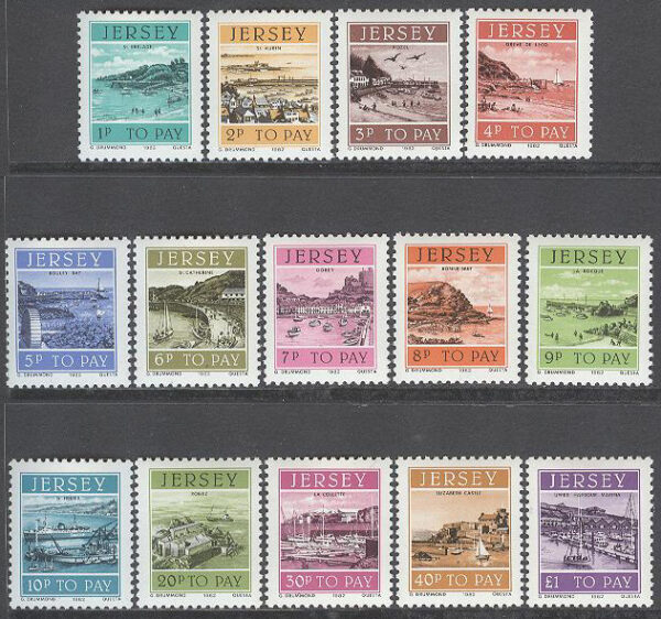 Jersey - M P   33-46 Lösenmärken, hamnar på Jersey, 14 kpl **