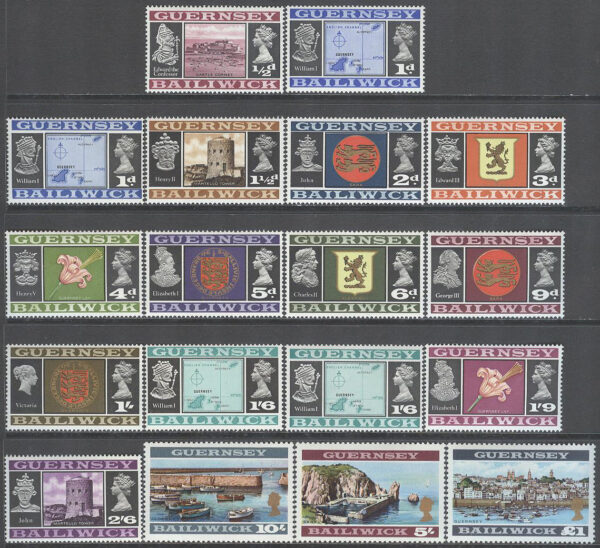 Guernsey - M    8-23 l-ll, A Vyer & Vapen från Guernsey, 18 kpl **