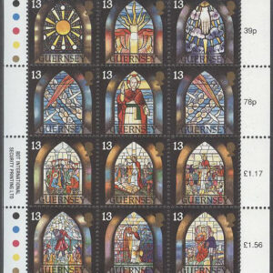 Guernsey – M  622-633 Jul 1993 – Konst – Glasmålningar, Miniark kpl **
