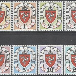 Isle of Man – M P    1-8 l Landsvapen  – Portomärken, serie 8 kpl **