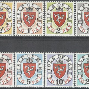 Isle of Man – M P    1-8 ll Landsvapen  – Portomärken, serie 8 kpl **