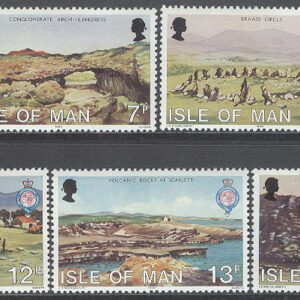 Isle of Man – M  159-163 Kung Geografiska sällskapet 150 år – Landskap, 5 kpl **