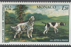 Monaco – M 1379 Internat Hundutställning 1979 bla Engelsk setter, 1 kpl **