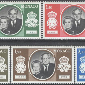 Monaco – M 1465-1469 Furstenparets silverbröllop 1981, serie 5 kpl **