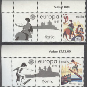 Malta – M  628-629 + Zf Europa CEPT 1981 Folklore, serie 2 kpl + Zf **