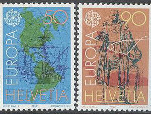 Schweiz – M 1468-1469 Europa CEPT 1992 Amerika 500 år – Fartyg, serie 2 kpl **