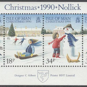 Isle of Man – M BL  14 Jul 1990 – Barnlekar i snö, block **