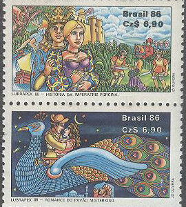 Brasilien – M 2200-2201 C Portugisisk-Brasiliansk Frim Utställ LUBRAPEX 86, par kpl **