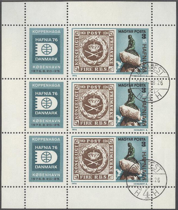 Ungern - M 3133 A + Zf Internat. Frim. Utställ. HAFNIA 76, Miniark kpl