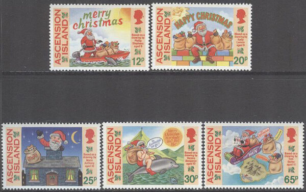 Ascension - M  674-678 Jul 1995 - Barnteckningar, serie 5 kpl **