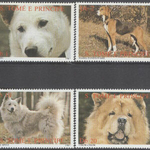 S. Tomé E Principe – M  992,996,1000,1004 Hundar bla Chow-Chow, 4 olika **
