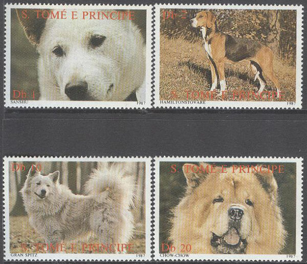S. Tomé E Principe - M  992,996,1000,1004 Hundar bla Chow-Chow, 4 olika **