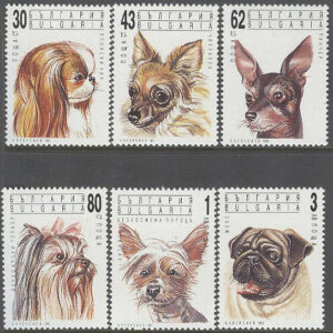 Bulgarien – M 3929-3934 Hundar bla Pinscher, serie 6 kpl **
