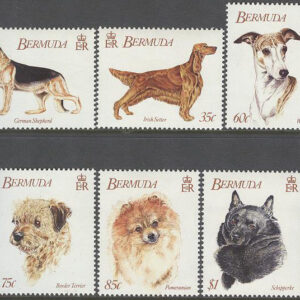 Bermuda – M  621-626 Hundar bla Whippet – Hunduppfödningsförening, 6 kpl **