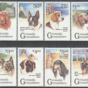 Grenada Grenadines – M 1664-1671 Hundar bla Beagle – Byggnader, serie 8 kpl **