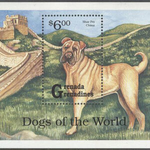 Grenada Grenadines – M BL 265 Hundar – Shar Pei & Byggnader, Block **