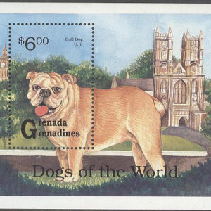 Grenada Grenadines – M BL 266 Hundar – Bulldog & Byggnader, Block **