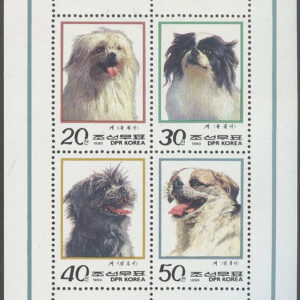 Nordkorea – M 3078-3081 Hundar, Miniark kpl **